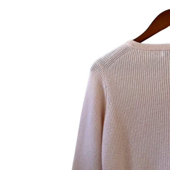 White + Warren Cashmere Waffle Henley Sweater In Pink Sand Size S - Picture 11 of 15